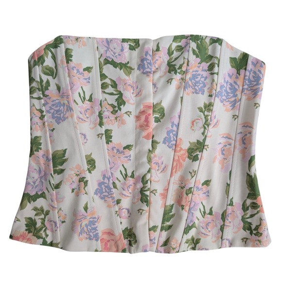 Zara Floral Corset Top Small Blogger Fave Coquette Romantic Whimsical Cottage - Picture 2 of 7